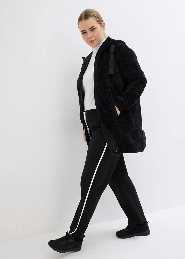 Lot de 2 pantalons en molleton épais 100% coton, Couleur: noir + noir