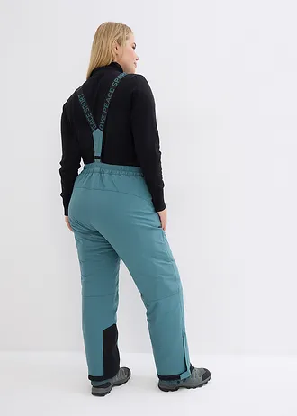 Pantalon de ski thermique imperméable avec bretelles amovibles, Couleur: gris vert