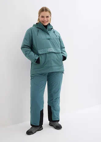Pantalon de ski thermique imperméable avec bretelles amovibles, Couleur: gris vert