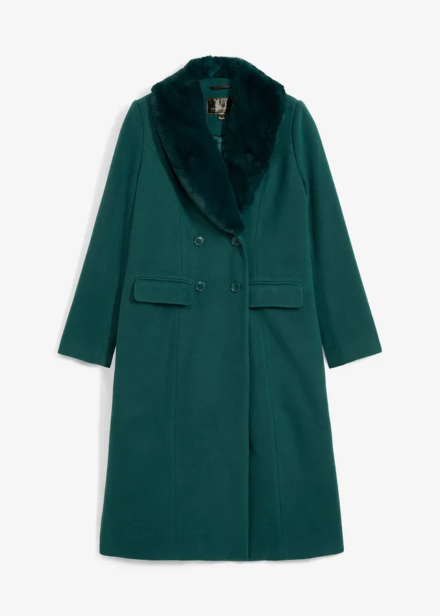 Kabát s kožušinovým golierom na gombíky