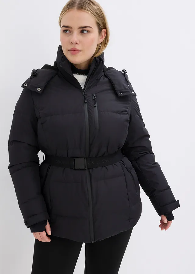 Veste de ski déperlante en duvet isolant, Couleur: noir