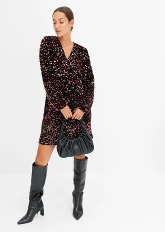 Šaty s pajetkami • černo-červeno-pink • bonprix obchod