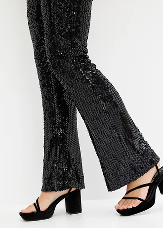 Broek met pailletten • zwart • bonprix online shop