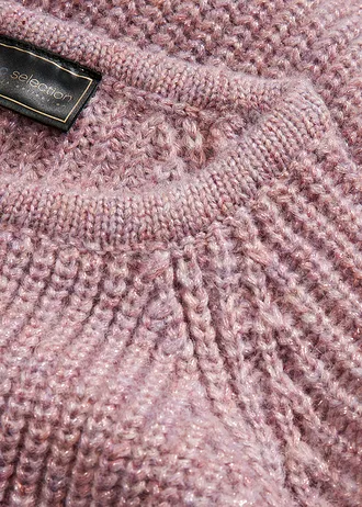 Svetr z hrubé pleteniny se třpytivou přízí • popelavě růžová • bonprix obchod
