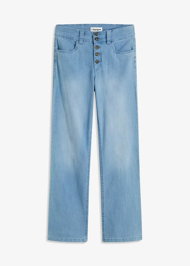 Jean droit taille haute, extensible