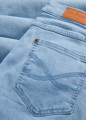 Jeansy ze stretchem wide leg, mid waist • jasnoniebieski denim "used" • sklep bonprix