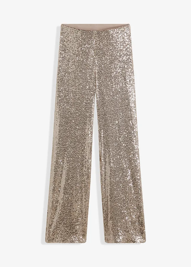 Pantalon en jersey à sequins, Couleur: marron clair