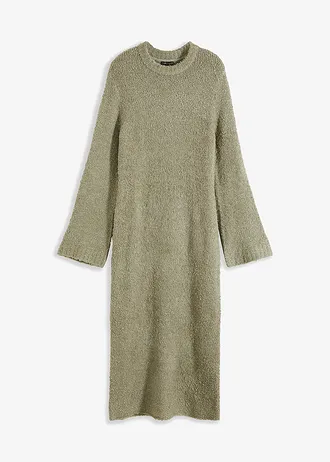 Gebreide jurk van bouclé, Kleur: zeegras