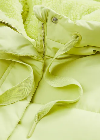 Lange gewatteerde jas met teddy voering in de capuchon • mintgroen • bonprix online shop