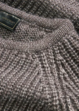 Grofgebreide trui met glittergaren, Kleur: antraciet