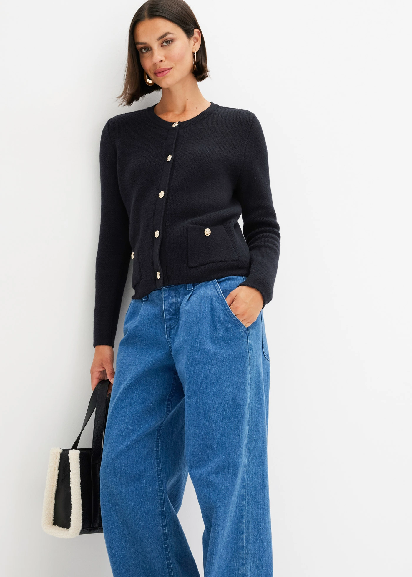 Gilet en maille • noir • Boutique bonprix