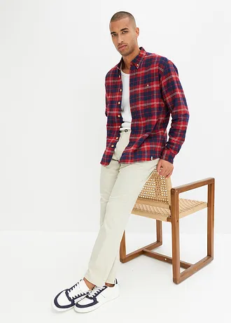 Flanelová košile s hřejivou flísovou podšívkou • rudá-šedá-tmavě modrá -nugátová kostkované • bonprix obchod