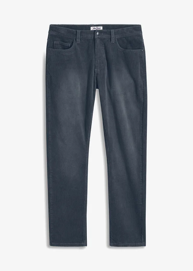 Regular fit stretch corduroy broek in washed out look, straight