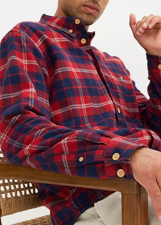 Flanelová košile s hřejivou flísovou podšívkou • rudá-šedá-tmavě modrá -nugátová kostkované • bonprix obchod