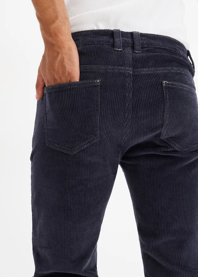 Pantalon droit en velours côtelé extensible aspect délavé, regular • bleu nuit-olive clair • product-page.page-title-suffix