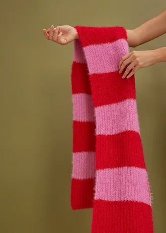 Sjaal en muts (2-dlg.set) • salsarood-rozepink gestreept • bonprix online shop