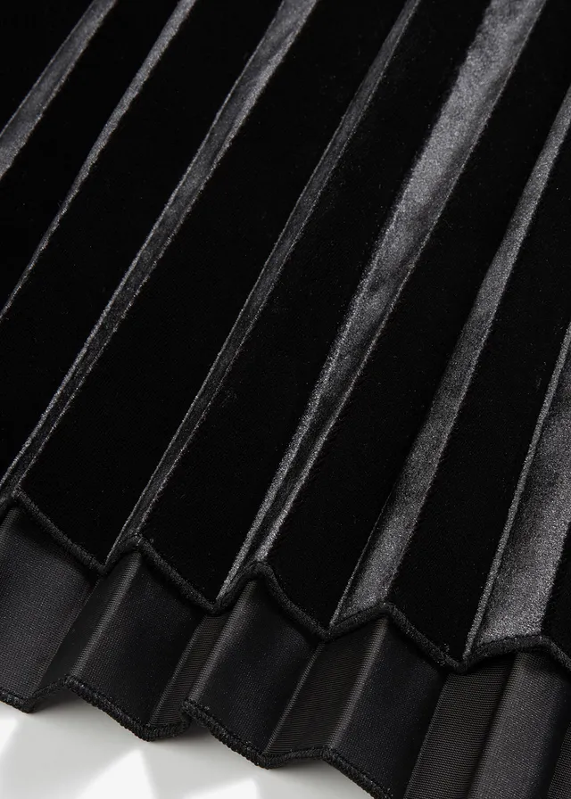 Plissé rok van zacht fluweel • zwart • product-page.page-title-suffix