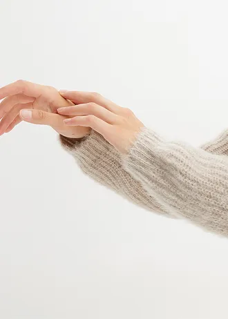 Gilet en grosse maille côtelée • mastic • Boutique bonprix