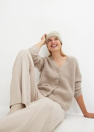 Geribbelde grofgebreide trui met glanseffect • kitt • bonprix online shop