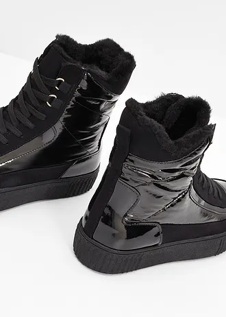 Boots fourrées à lacets • noir • Boutique bonprix