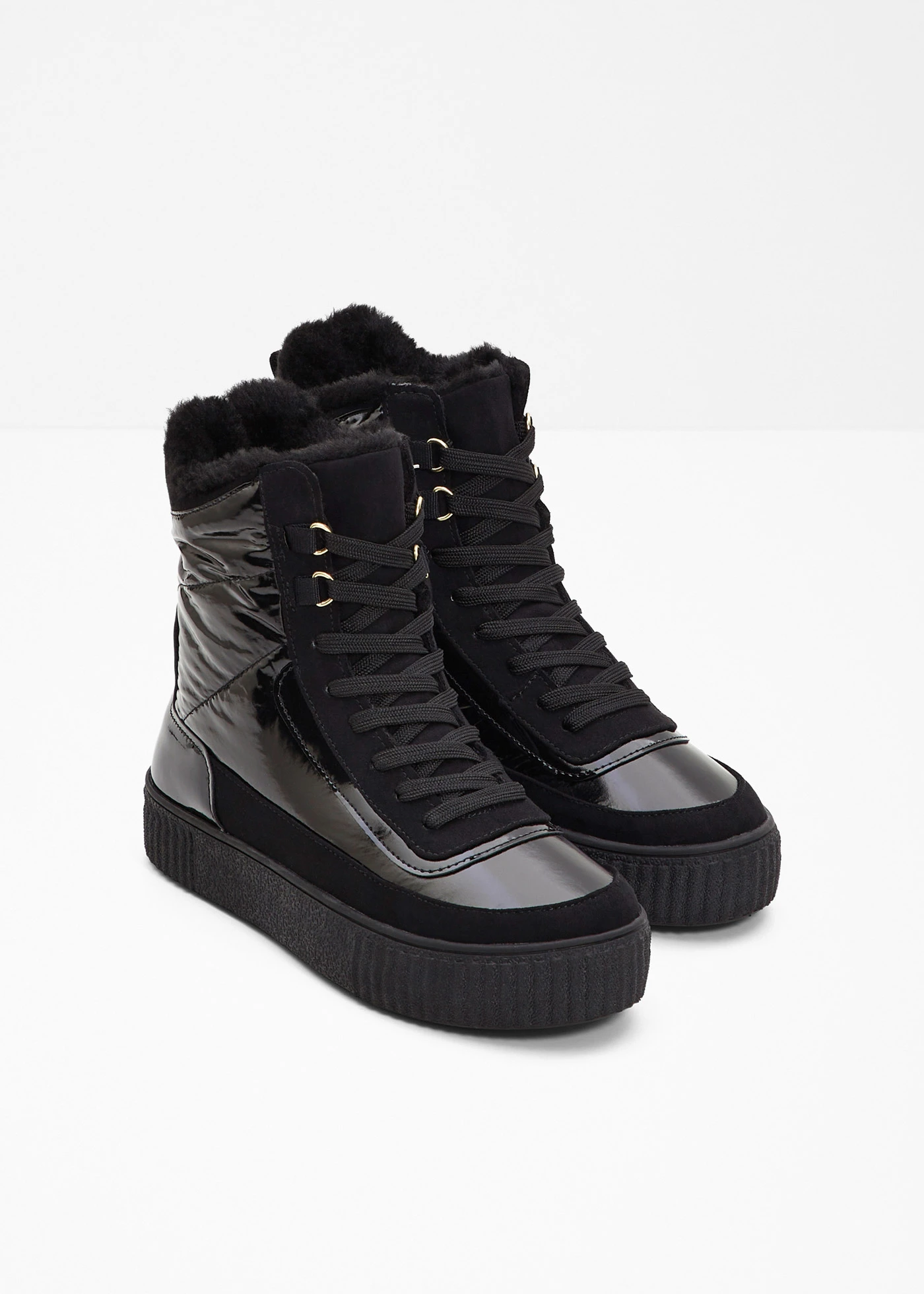 Boots fourrées à lacets • noir • Boutique bonprix