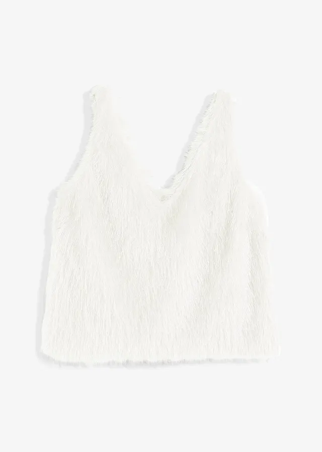 Blousetop met fluffy garen • wolwit • bonprix online shop