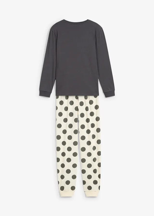 Pyjama 100% coton (ens. 2 pces), Couleur: anthracite/crème imprimé