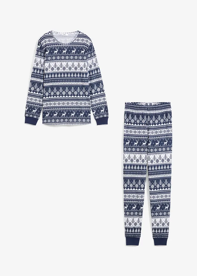 Pyjama enfant 100% coton (ens. 2 pces) • bleu profond-blanc • product-page.page-title-suffix
