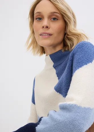 Svetr • džínově modro-přírodní béžová • bonprix obchod