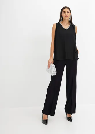 Lichte Marlene Dietrich broek met viscose, Kleur: zwart