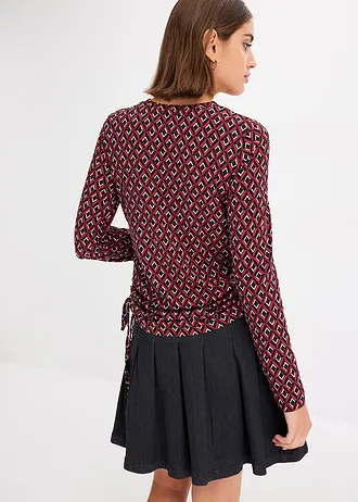 Longsleeve met rijgkoordjes • avondrood-wit-zwart • bonprix online shop