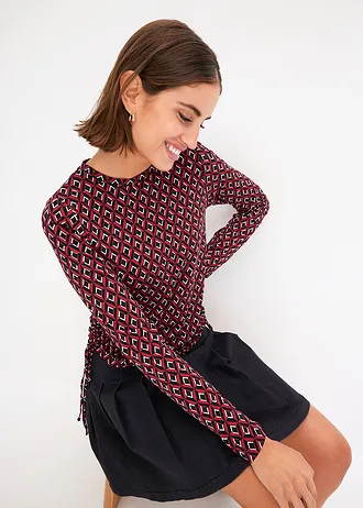 Longsleeve met rijgkoordjes • avondrood-wit-zwart • bonprix online shop