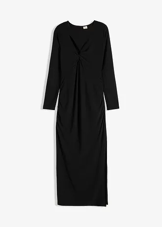 Maxi jurk met cut-outs en plooitjes • zwart • bonprix online shop