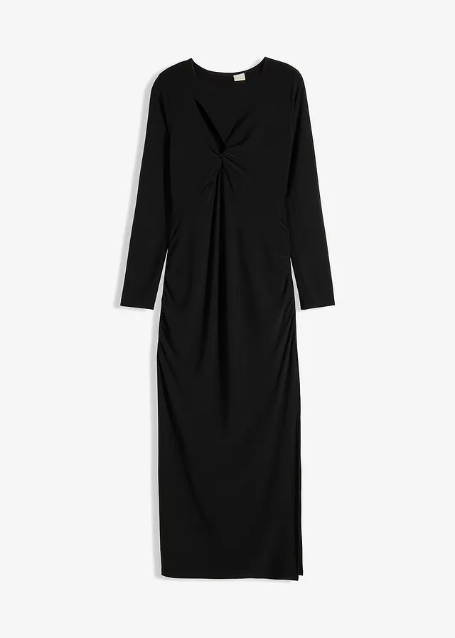 Maxi jurk met cut-outs en plooitjes • zwart • bonprix online shop
