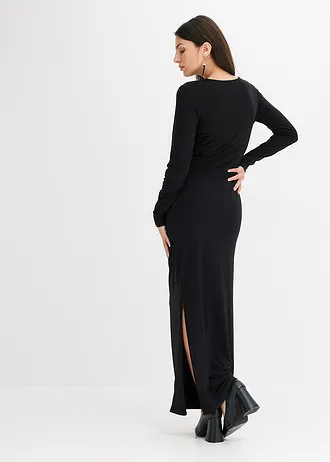Maxi jurk met cut-outs en plooitjes • zwart • bonprix online shop