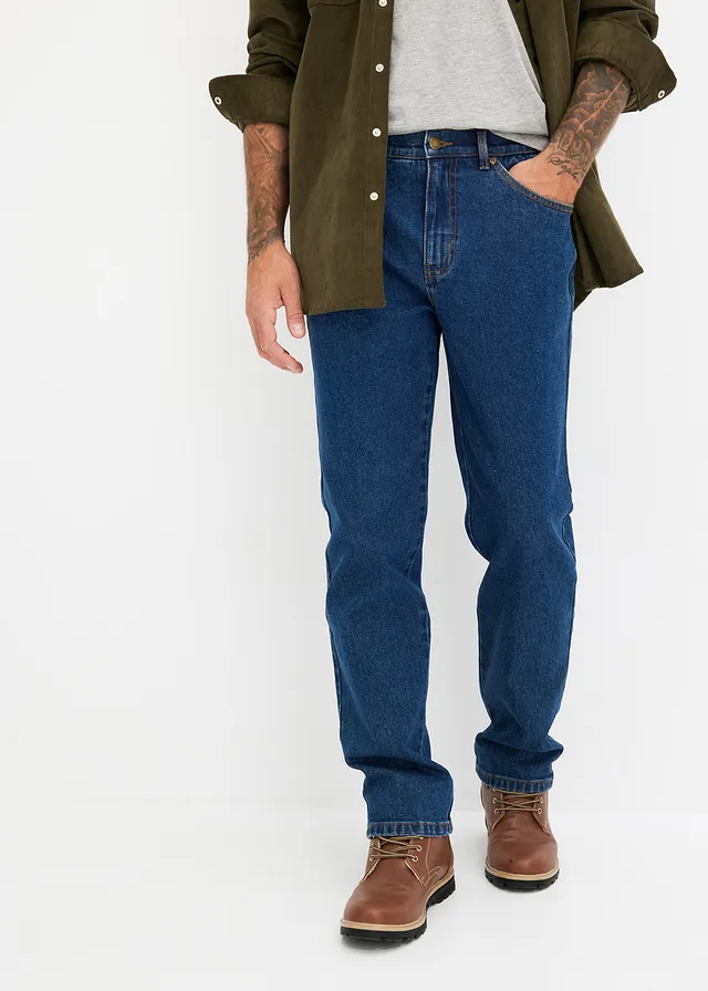 Jean droit classique, Couleur: bleu foncé denim