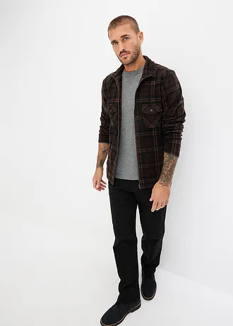 Fleece jas met opstaande kraag, Kleur: donkerbruin-zwart-lichtbruin geruit