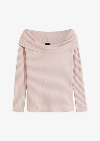 Schouderloze longsleeve • mat roze gemêleerd • bonprix online shop