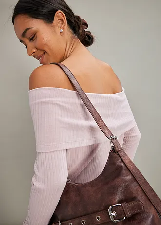 Schouderloze longsleeve • mat roze gemêleerd • bonprix online shop