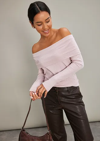 Schouderloze longsleeve • mat roze gemêleerd • bonprix online shop