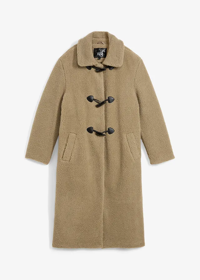 Palton de gravide cu inserție portbebe din fleece teddy