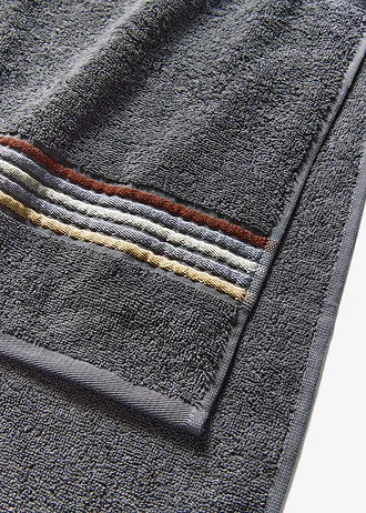 Handdoek met gestreepte details, Kleur: donkergrijs gestreept