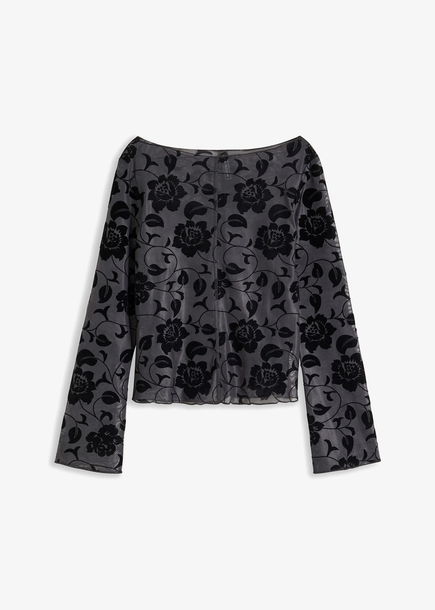 Licht transparante longsleeve • antraciet gebloemd • bonprix online shop