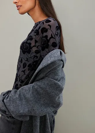 Licht transparante longsleeve • antraciet gebloemd • bonprix online shop