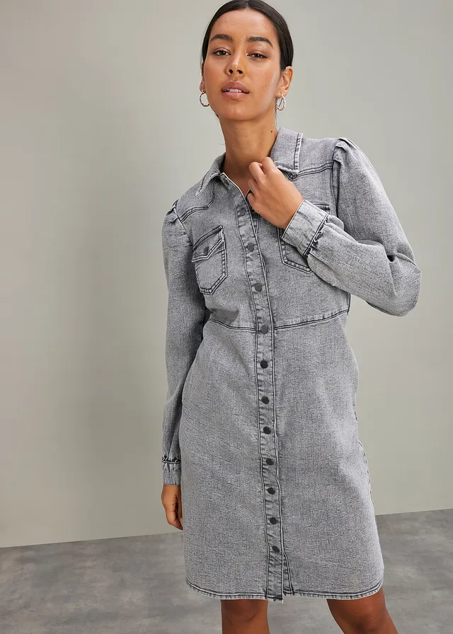 Robe courte en jean, Couleur: gris clair denim used