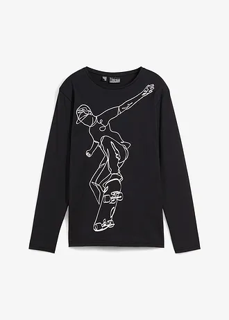 Tričko s dlouhým rukávem, z čisté organické bavlny, barva: černá