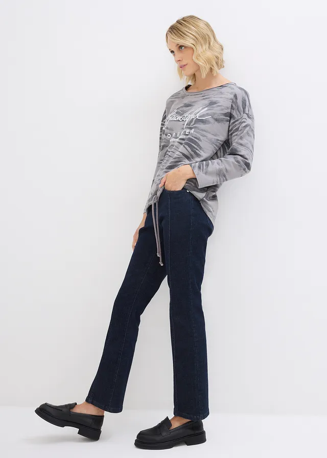 T-shirt manches longues en coton extensible • imprimé zébré gris/argenté/gris ardoise • product-page.page-title-suffix