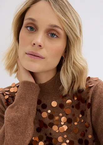 Pull à sequins • marron • Boutique bonprix