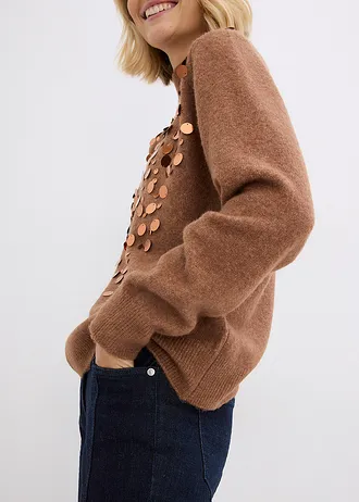 Trui met pailletten • kastanjebruin • bonprix online shop