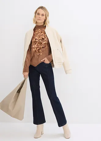 Trui met pailletten • kastanjebruin • bonprix online shop